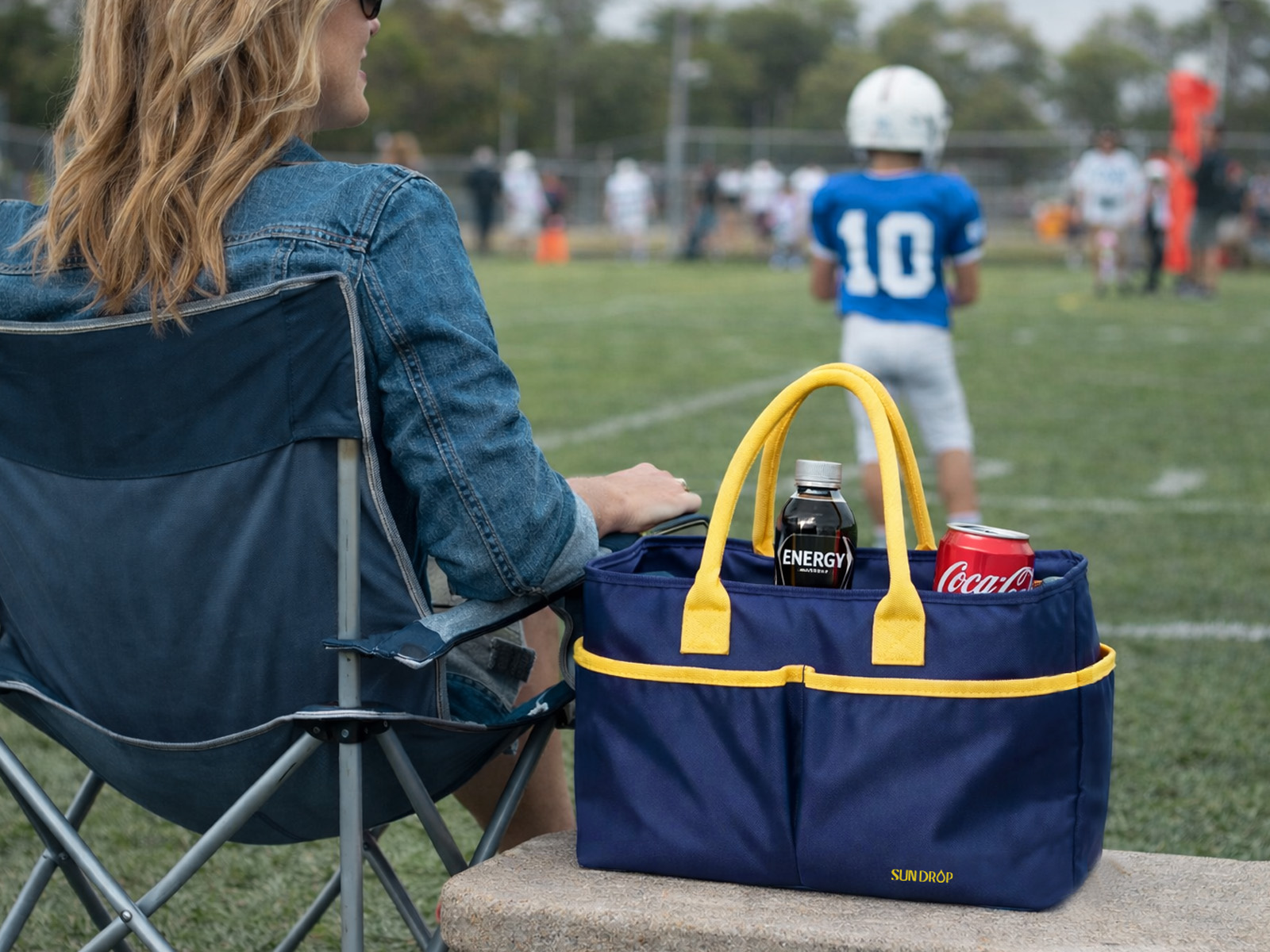 Mom using Sun Drop lunch bag